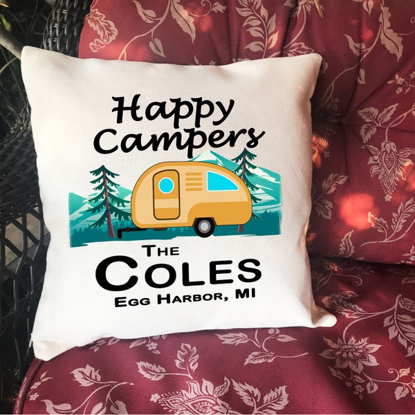 Happy Camper Pillows Etsy