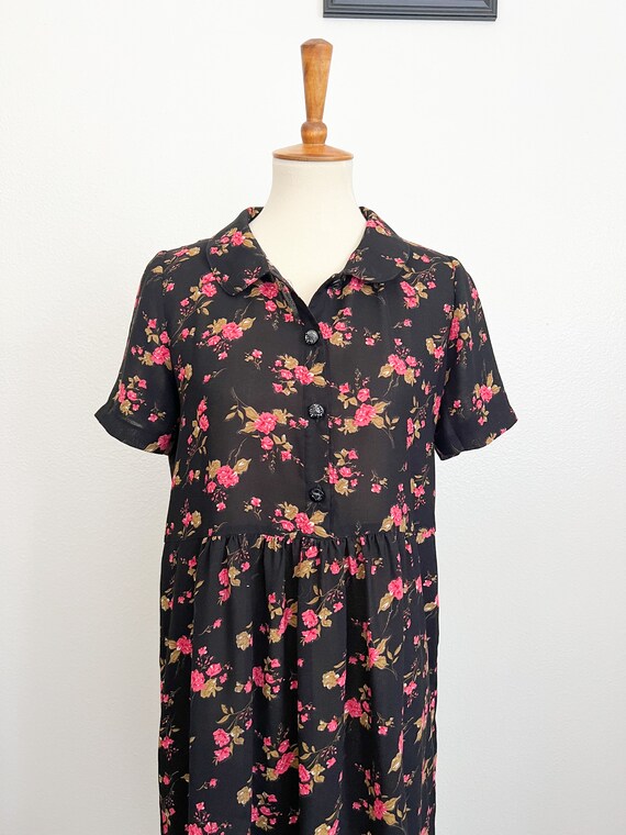 1990s Vintage Floral Dress Grunge