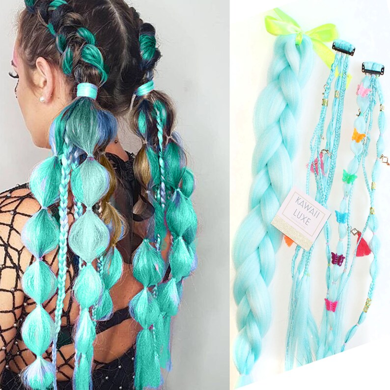Blue Jumbo 32 'Hair Rave Braid Extension Set Bundle Rave Etsy