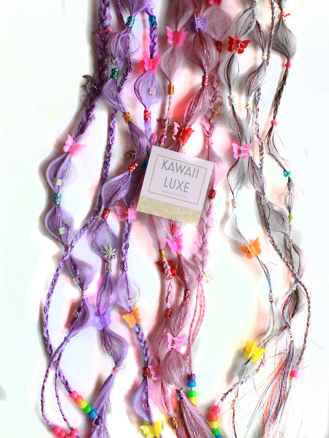 Tinsel Glitter Clip en Hair Rave Braid Extensión Set Rave Etsy