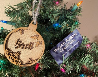 Wooden Decoration Ball With Name Christmas/Holiday Ornament