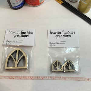 Miniature Window Insert/Panel Medieval Half Arch Style for Dollhouse, Diorama, Book Nook, or Scrapbooking