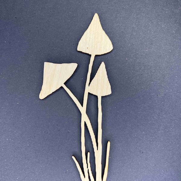 Unpainted Wooden Flowers-Mushroom / Toadstool 3