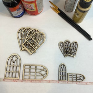 Miniature Window Insert/Panel Medieval Arch Style B for Dollhouse, Diorama, Book Nook, or Scrapbooking
