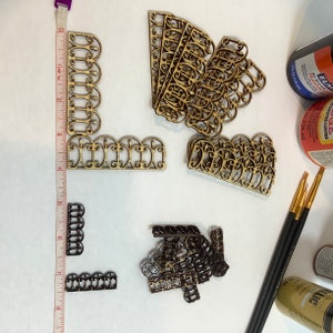 Mini laser cut unfinished wood medieval arch style panel roof cresting or fencing