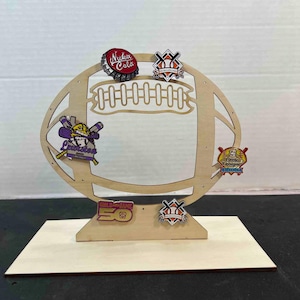Wooden Football Shaped Sports Pin or Hat Pin Display Stand