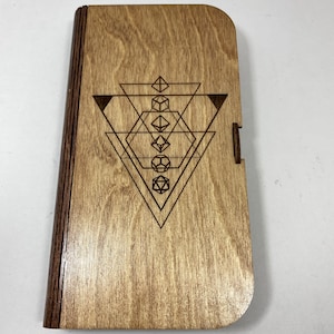 Tabletop Gaming - Wood Stained Living Hinge Dice And Pencil Storage Box