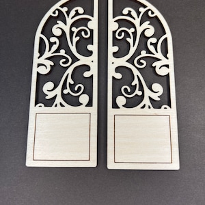 Miniature Door Insert/Panel Tudor French Door Rectangular With Rounded Top Style for Dollhouse, Diorama, Book Nook, or Scrapbooking