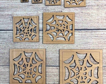 Miniature Square Spiderweb Window - Dollhouse, Diorama, Tabletop Terrain, Scrap booking & Craft Supply