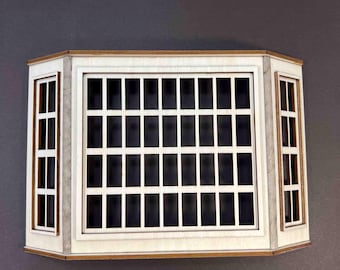 ドールハウス用ドーミー窓、1:12スケール、未塗装屋根裏窓、未塗装出窓