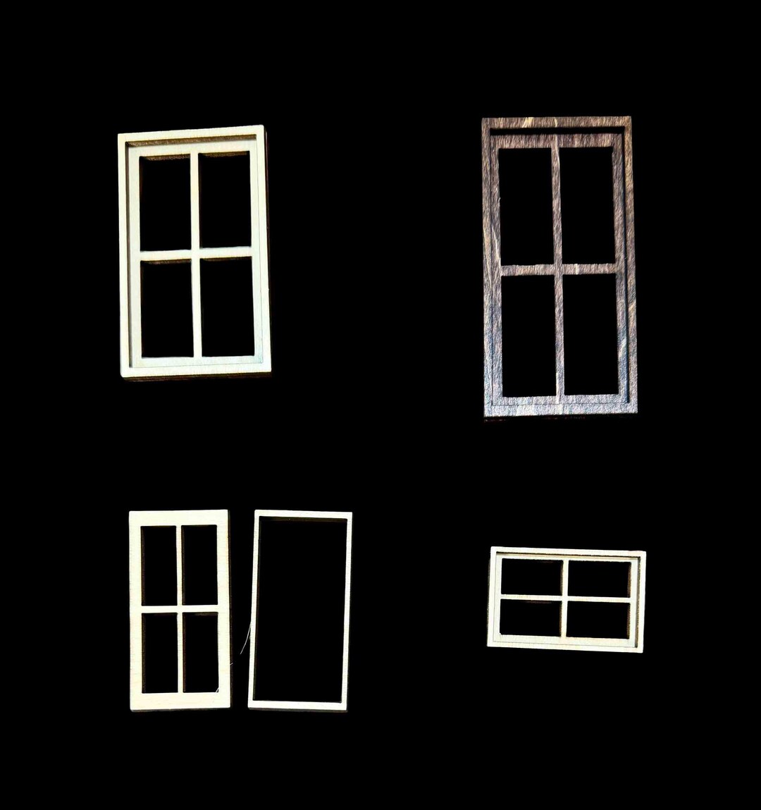 Miniature Rectangle Four Pane Window With Trim: Dollhouse, Diorama ...