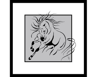 JOY, Horse Illustration Framed