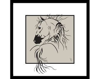 ROMEO, Horse Illustration Framed