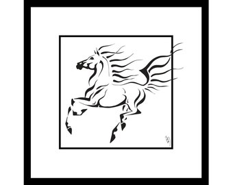 WIND, Horse Illustration Framed