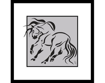 ETCHED IN STONE, Horse Illustration Framed
