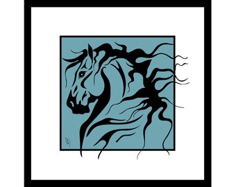 STRENGTH, Horse Illustration Framed