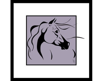 LONGING, Horse Illustration Framed