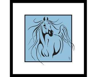 READY TO RUN, Horse Illustration Framed