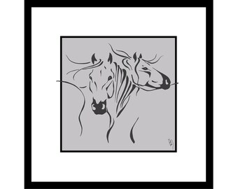 LAZY DAYS, Horse Illustrations Framed