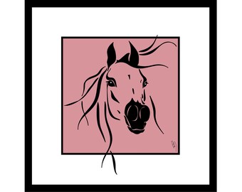 ALERT, Horse Illustration Framed