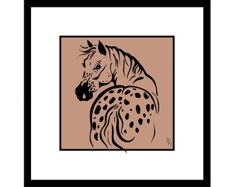 APPALOOSA FLIRT, Horse Illustration Framed