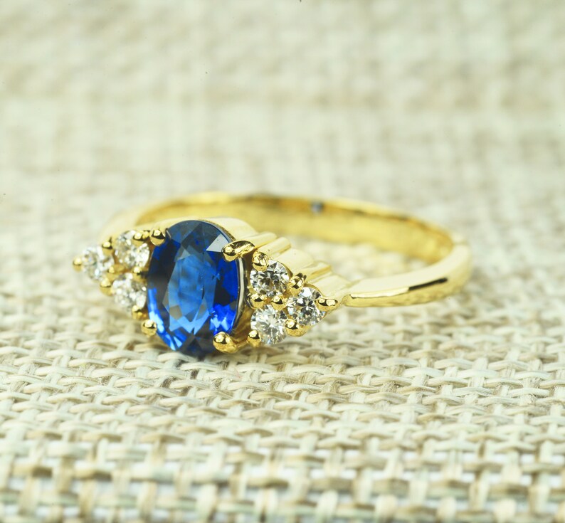 1.25ct Blue Sapphire Engagement Ring Sapphire Engagement Etsy