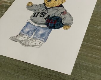 9X12 Polo Bear Print RL RRL USA - Etsy