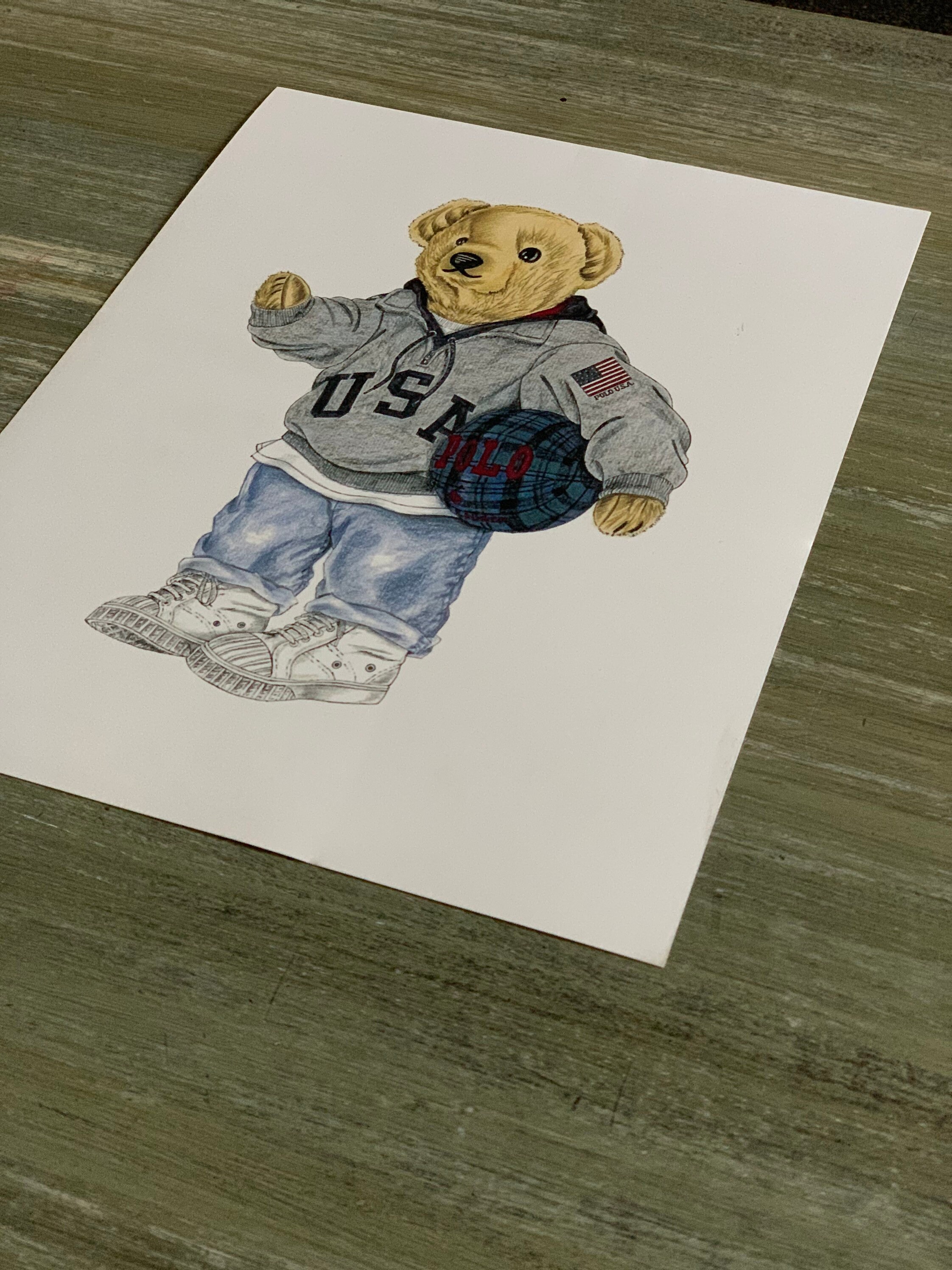9X12 Polo Bear Print RL RRL USA - Etsy Canada