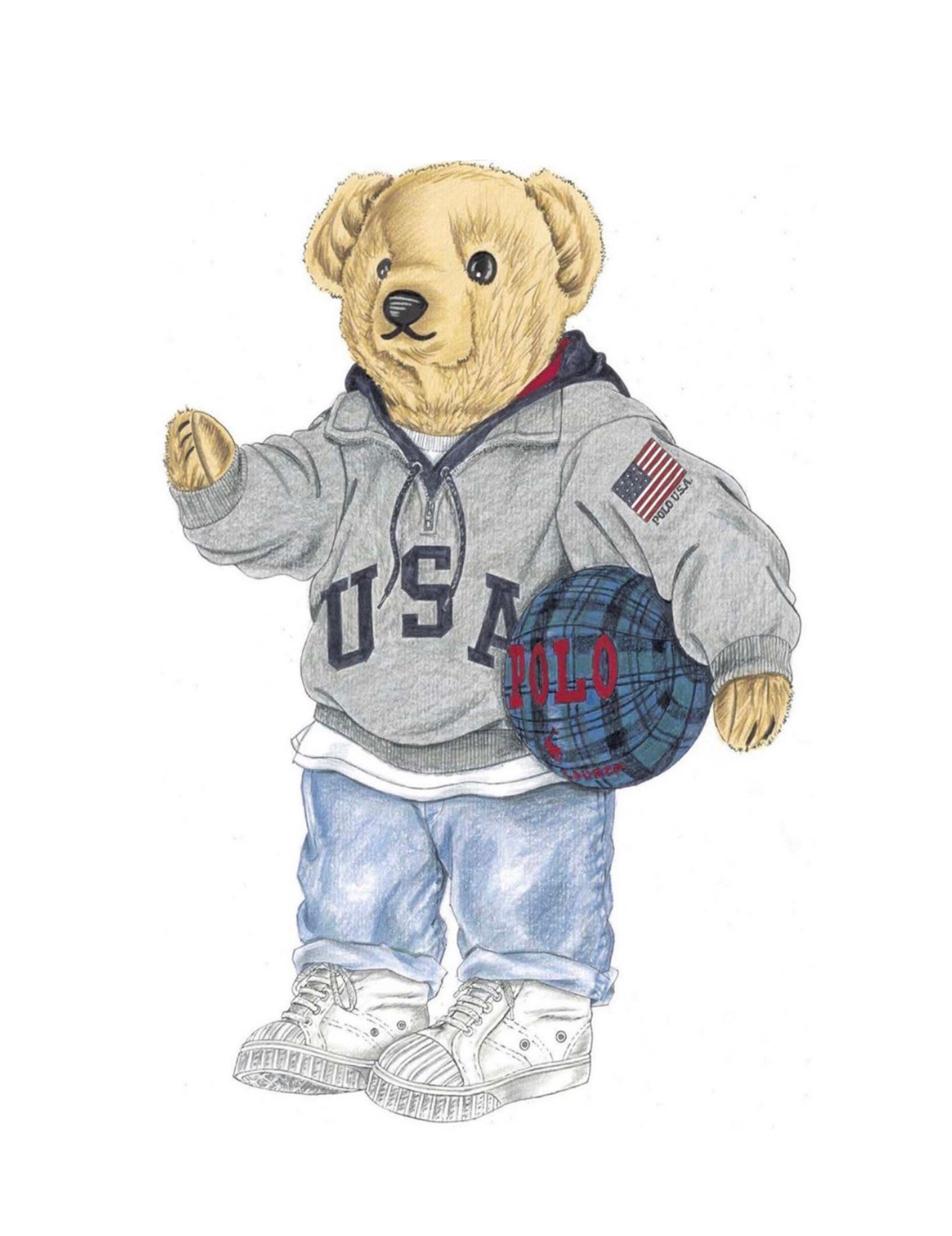 9X12 Polo Bear Print RL RRL USA - Etsy