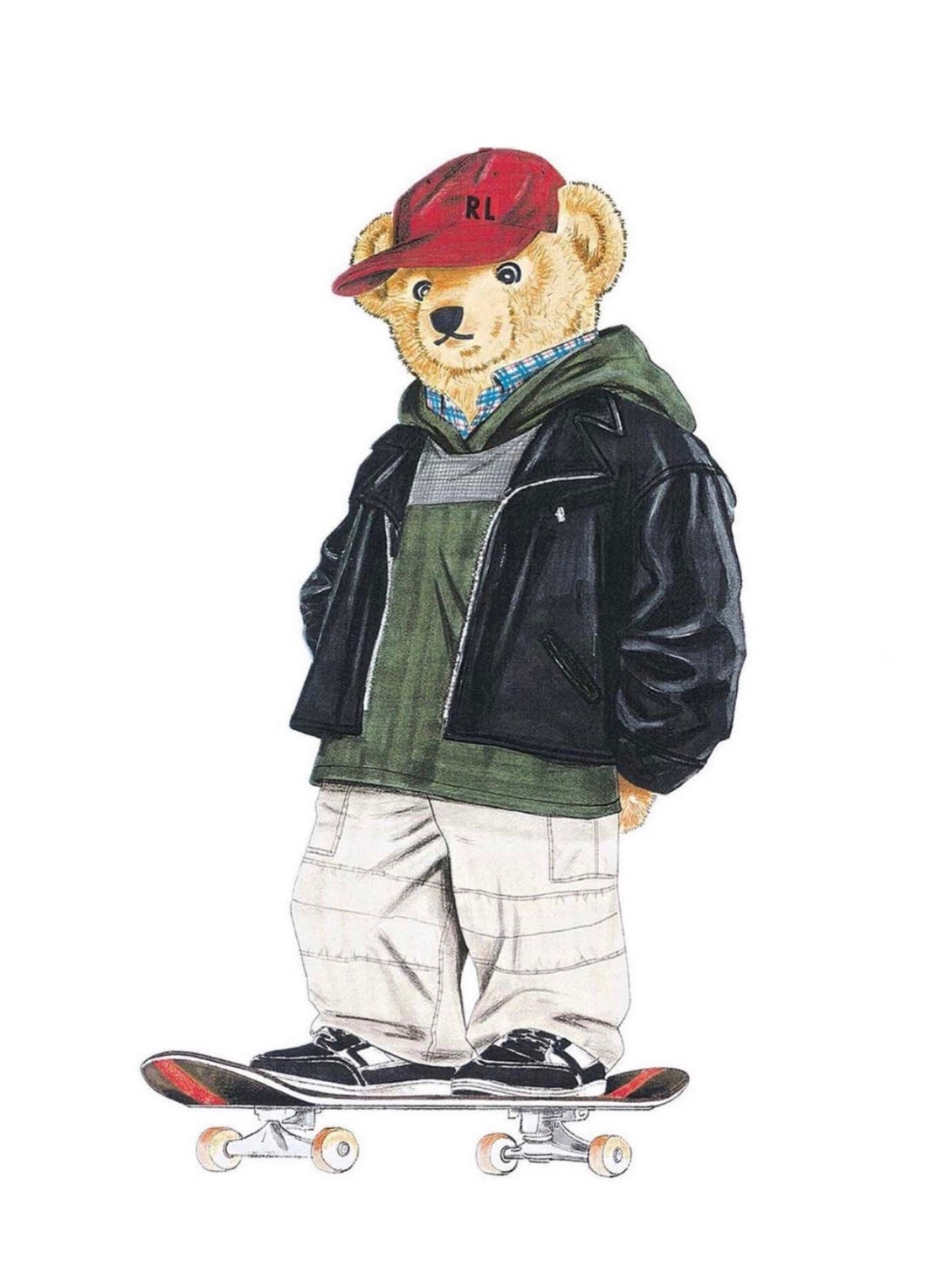 9X12 Polo Bear Skateboard Print Rugby RLX USA Lauren Etsy