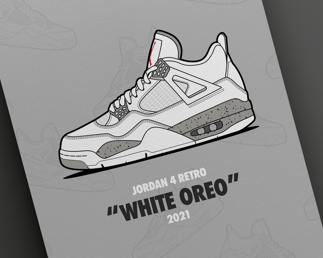 Jordan 4 'white Oreo' Print - Etsy UK