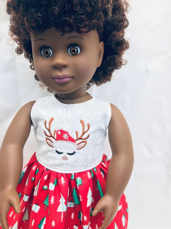 Handmade 18 Inch Doll Christmas Dress Reindeer Etsy