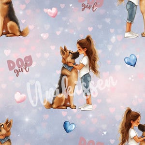 Fabric, sold by the meter - dog girl, dog girl, girl, love, animals, pets, dog lover - various types of fabric