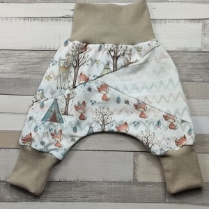 Patchwork Pantalon de pompage Bébé Gr. 44-110 Animaux de la forêt, Renard, Cheveuil, Écureuil, Boho, Kombi, zigzag, Design