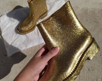 silver glitter combat boots