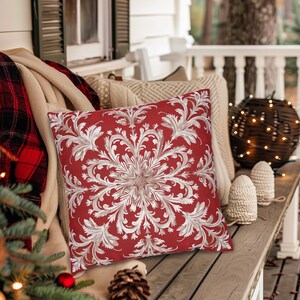 White Snowflake Merry Christmas Throw Pillow Cover 16x16 18x18 20x20 Red Holiday Pillow Outdoor Cushion Case Black Friday Cyber Monday Etsy