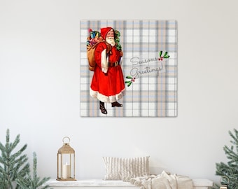 Urlaub Dekor Vintage Weihnachtsmann Leinwand Zeichen, Weihnachtswanddekor, Weihnachtsmann Zeichen, Weihnachten Quadrat Leinwand Wanddekor, mehrere Größen
