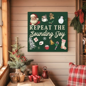 Repeat the Sounding Joy Christmas Canvas Ready to Hang in 5 Sizes & 6 Colors, Cozy Christmas Decor, 6x6&quot;, 12x12&quot;, 20x20&quot;, 24x24&quot;, 36x36&quot;