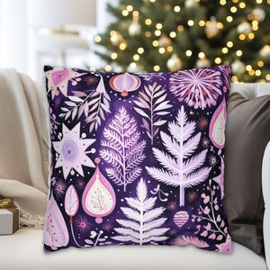 Purple christmas pillows sales