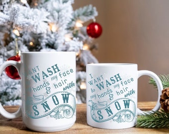 White Christmas Snow Lyrics Mug, Holiday Nostalgia, Winter Coffee Cup
