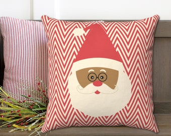 SANTA CLAUS Pillow Cover, Christmas Pillow, African American Santa, Black Santa Claus, Christmas Decor, Holiday Pillow Covers, Holiday Decor