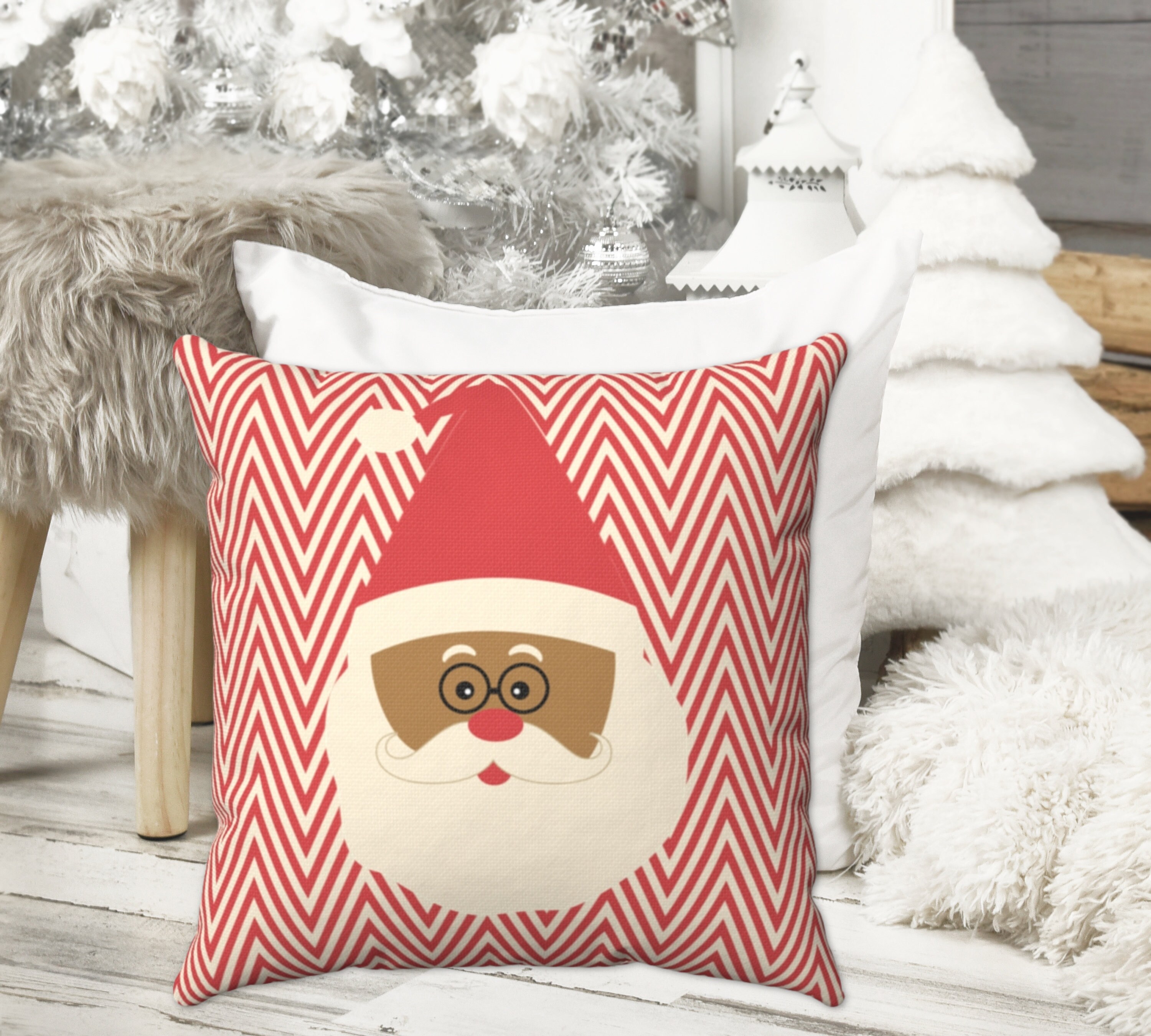 SANTA CLAUS Pillow Cover Christmas Pillow African American Etsy