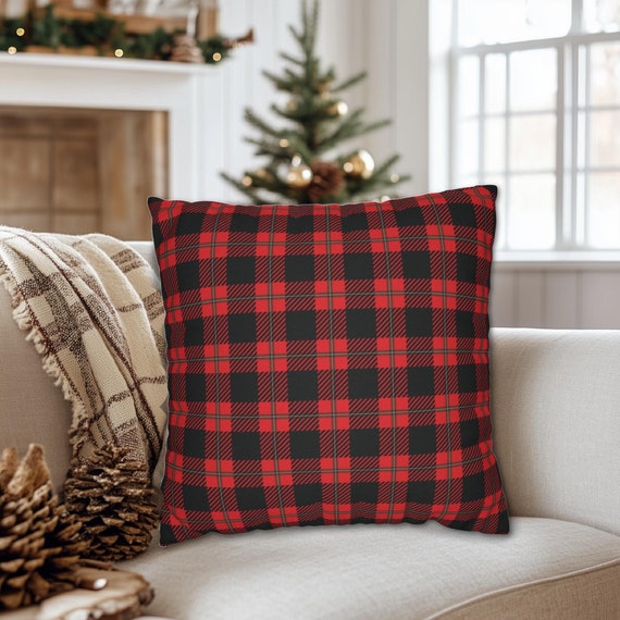 Red Black Tartan Plaid Throw Pillow Red Plaid Christmas Pillow Red Rustic Plaid Pillow Plaid Holiday Decor Plaid Christmas Decor Etsy Canada