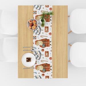 CHRISTMAS HOLIDAY TABLE Runner - Cozy Folk Art Santa Claus Pattern, Holiday Table Decor, Santa Claus Table Runner, Farmhouse Table Runner