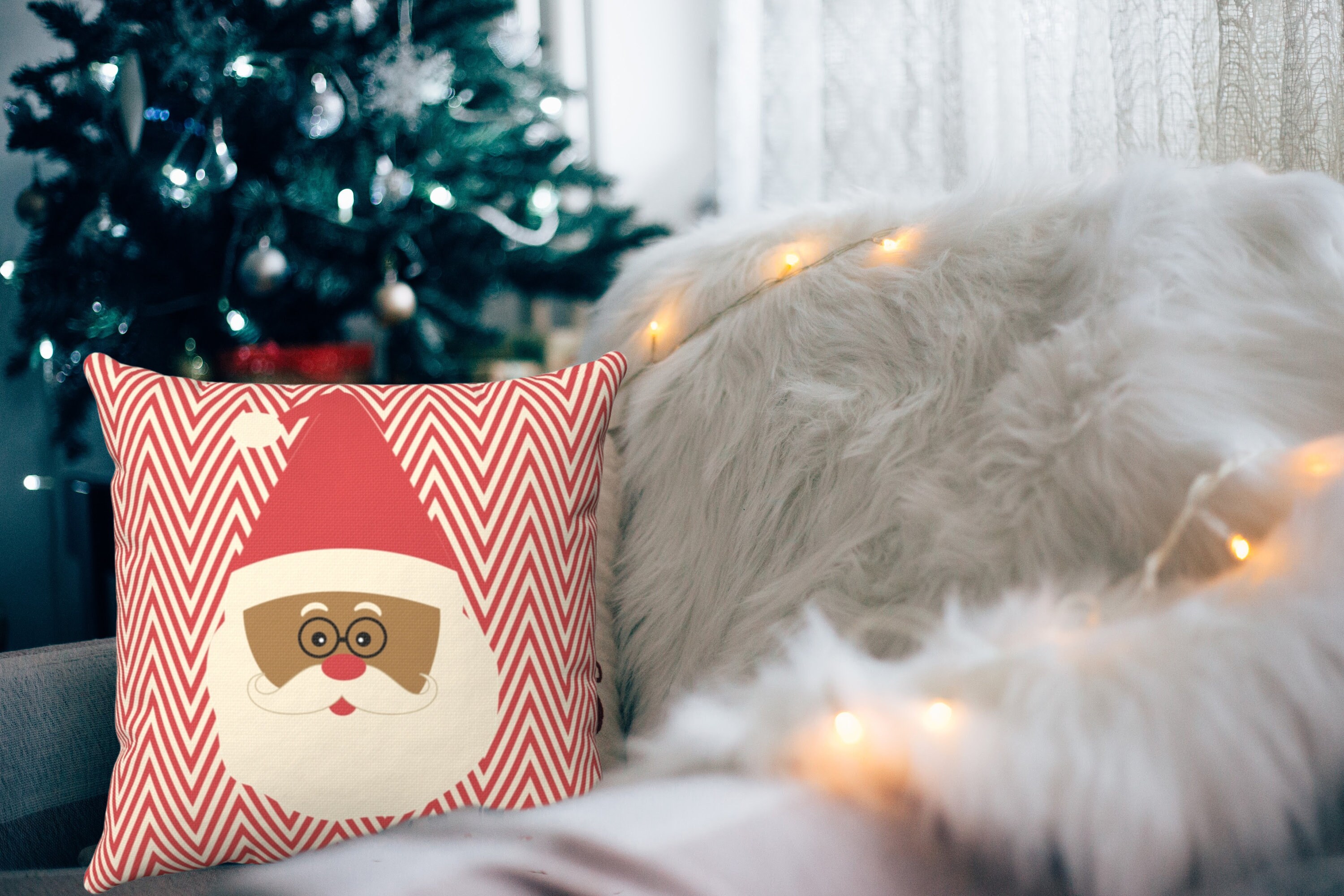 SANTA CLAUS Pillow Cover Christmas Pillow African American Etsy
