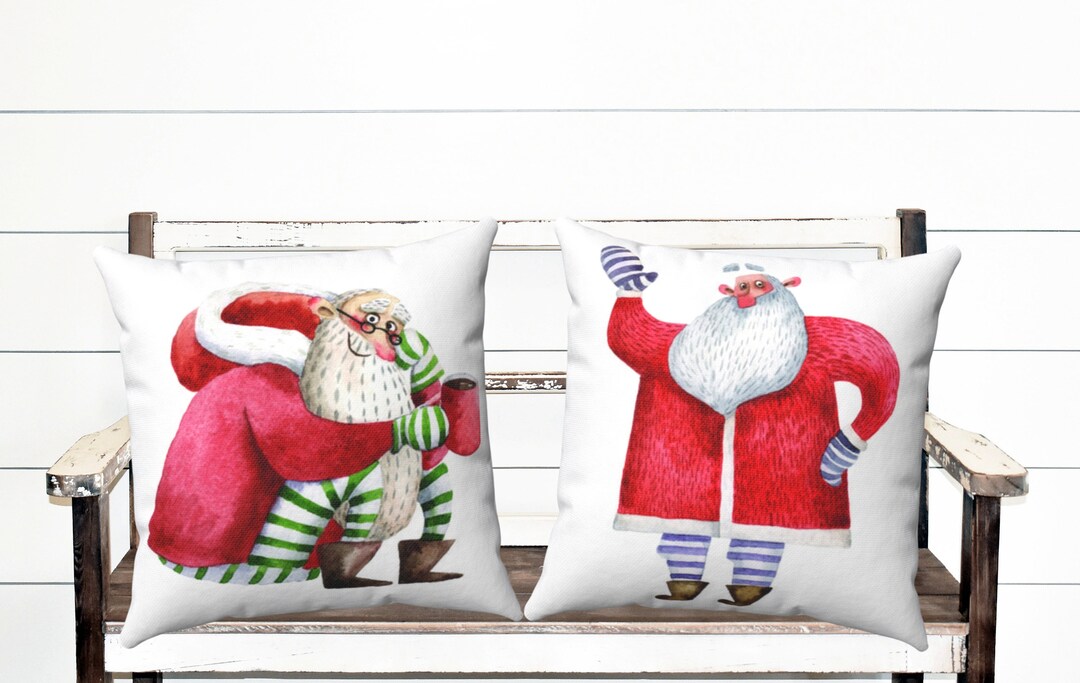 SANTA PILLOW COVER, Front and Back, Christmas Pillow, Xmas Pillow Cover