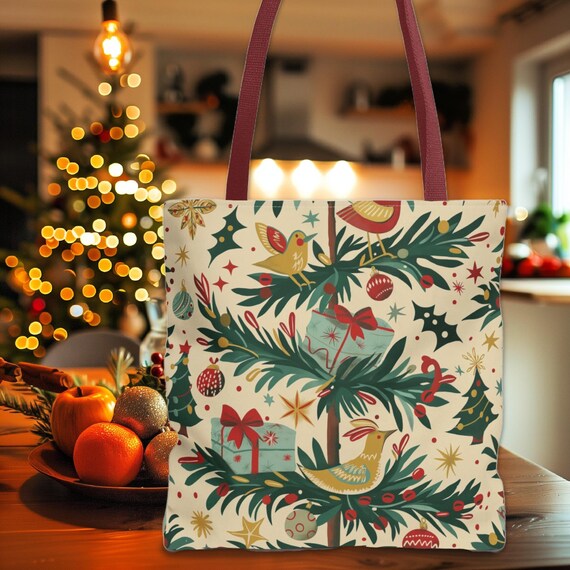 2006年クリスマス トートバッグ クリスマストートバッグ ミッドセンチュリー カラフルツリーバード