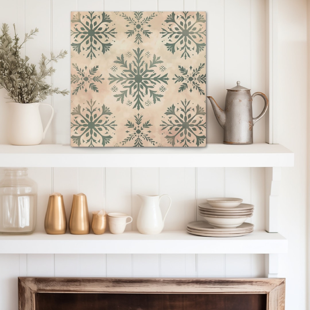 Christmas Wall Decor Snowflake Pattern Winter Square Canvas Print ...