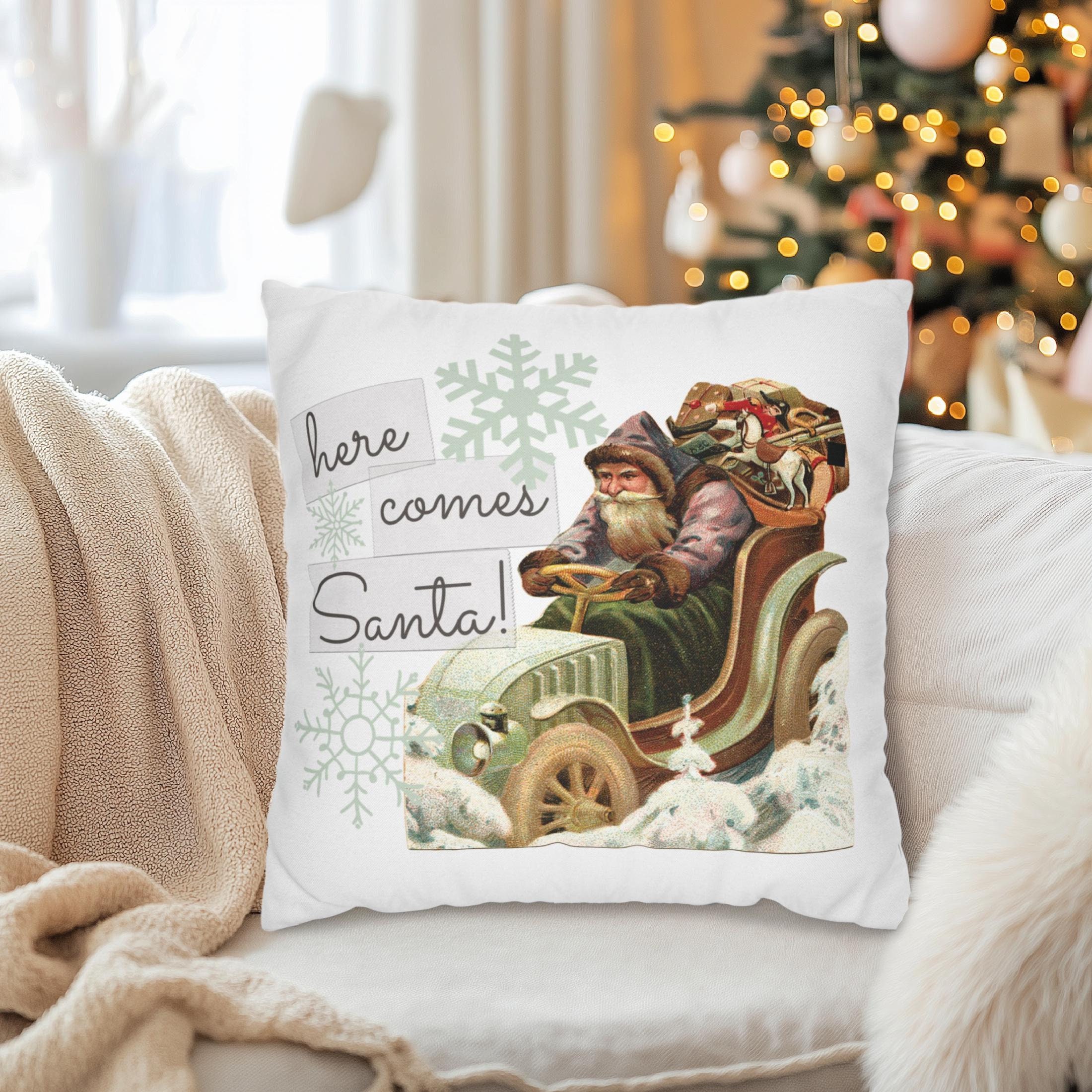 Santa Claus Holiday Pillow Covers 20x20 Woodland Santa Pillow