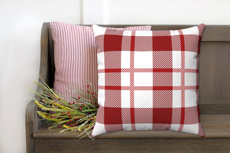 RED PLAID PILLOW Cover Red Tartan Plaid Pillow Christmas Etsy